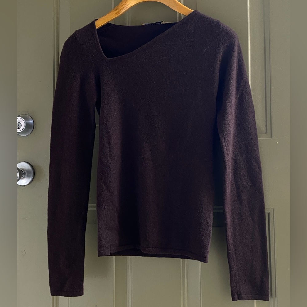 Donna Karan Signature Cashmere / Asymmetrical Neck Sweater.